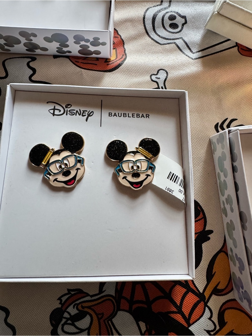 BaubleBar Disney Mickey Mouse Enamel Stud Earrings in Black, Gold, Blue